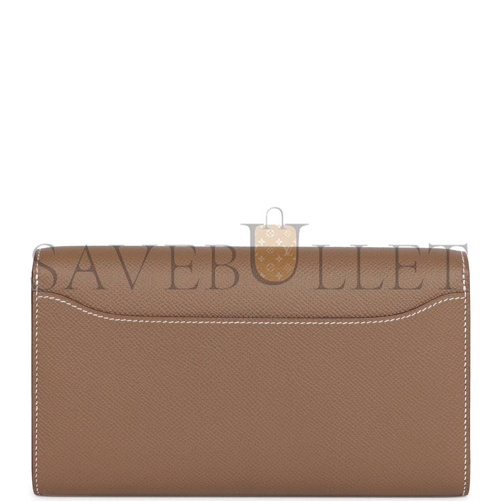 HERMES CONSTANCE WALLET TO GO ETOUPE EPSOM GOLD HARDWARE (20*11*4cm)