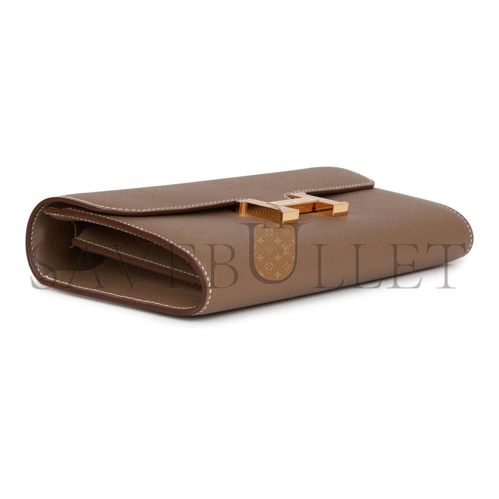 HERMES CONSTANCE WALLET TO GO ETOUPE EPSOM GOLD HARDWARE (20*11*4cm)
