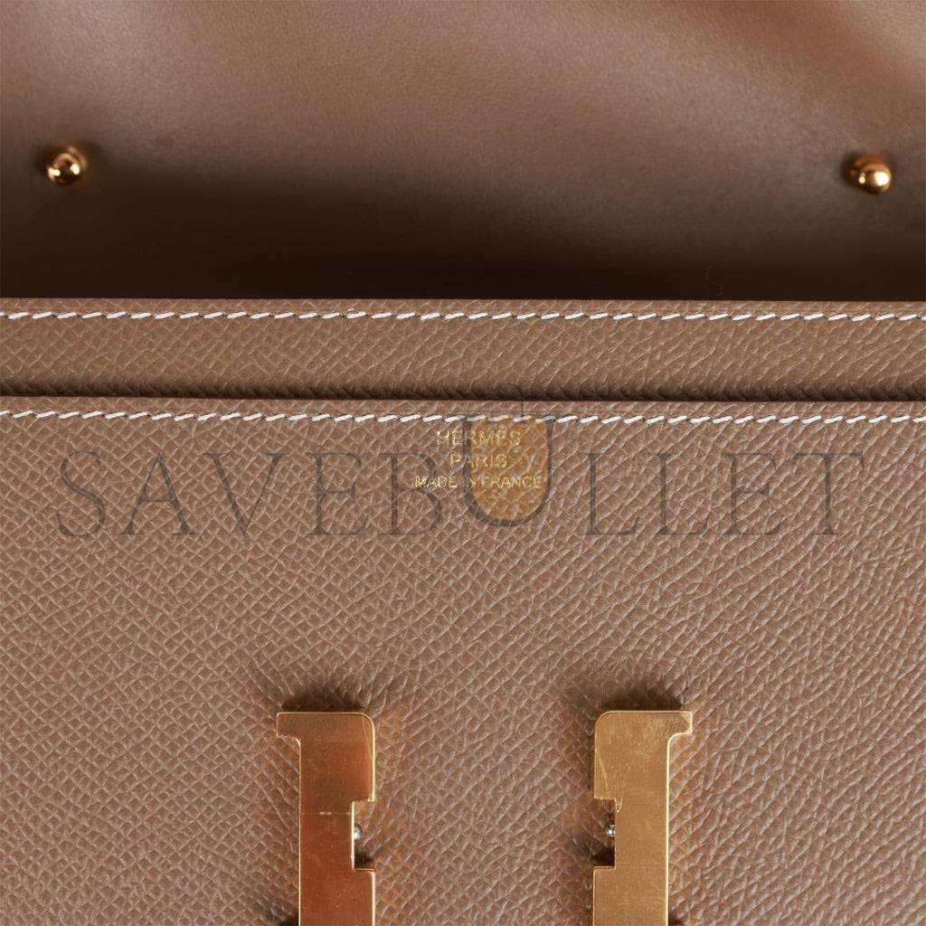 HERMES CONSTANCE WALLET TO GO ETOUPE EPSOM GOLD HARDWARE (20*11*4cm)
