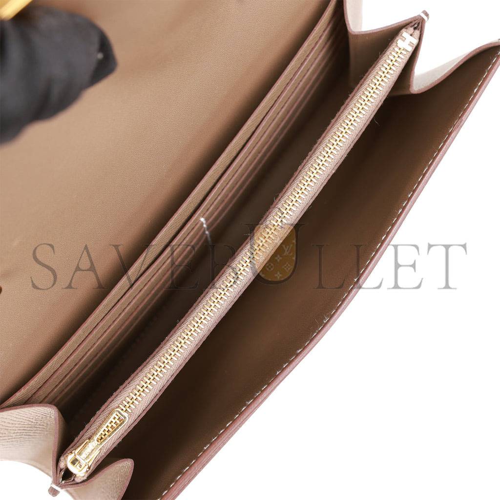 HERMES CONSTANCE WALLET TO GO ETOUPE EPSOM GOLD HARDWARE (20*11*4cm)