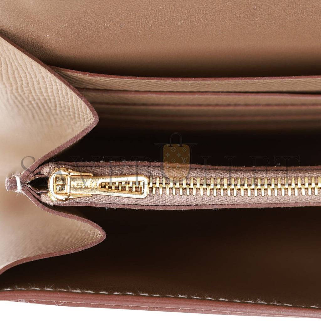 HERMES CONSTANCE WALLET TO GO ETOUPE EPSOM GOLD HARDWARE (20*11*4cm)