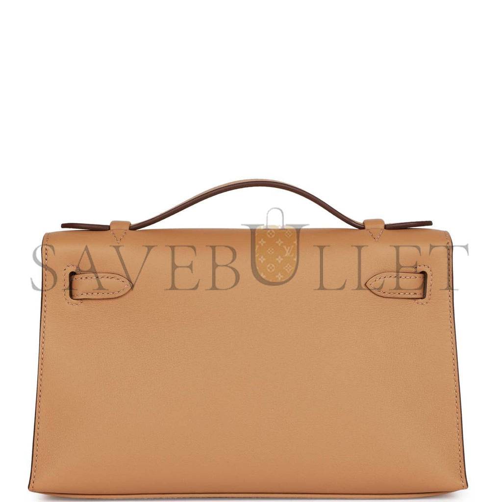 HERMES KELLY POCHETTE BISCUIT SWIFT GOLD HARDWARE (22*12*13cm)