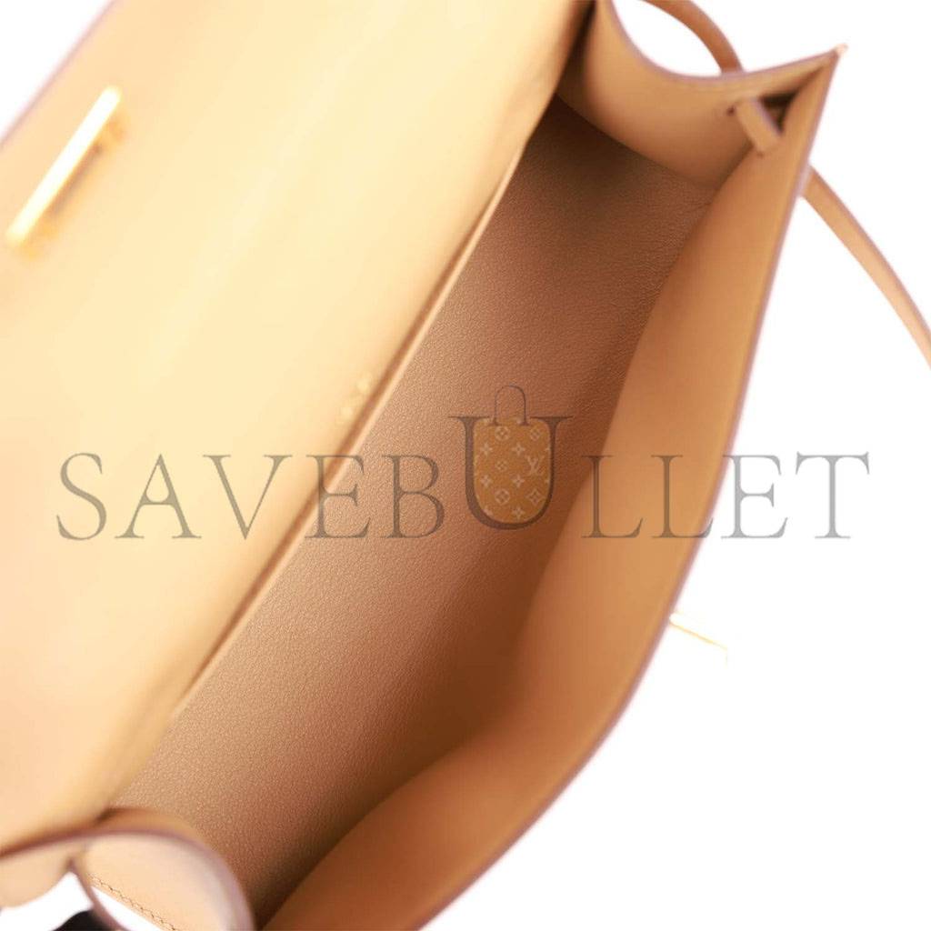 HERMES KELLY POCHETTE BISCUIT SWIFT GOLD HARDWARE (22*12*13cm)
