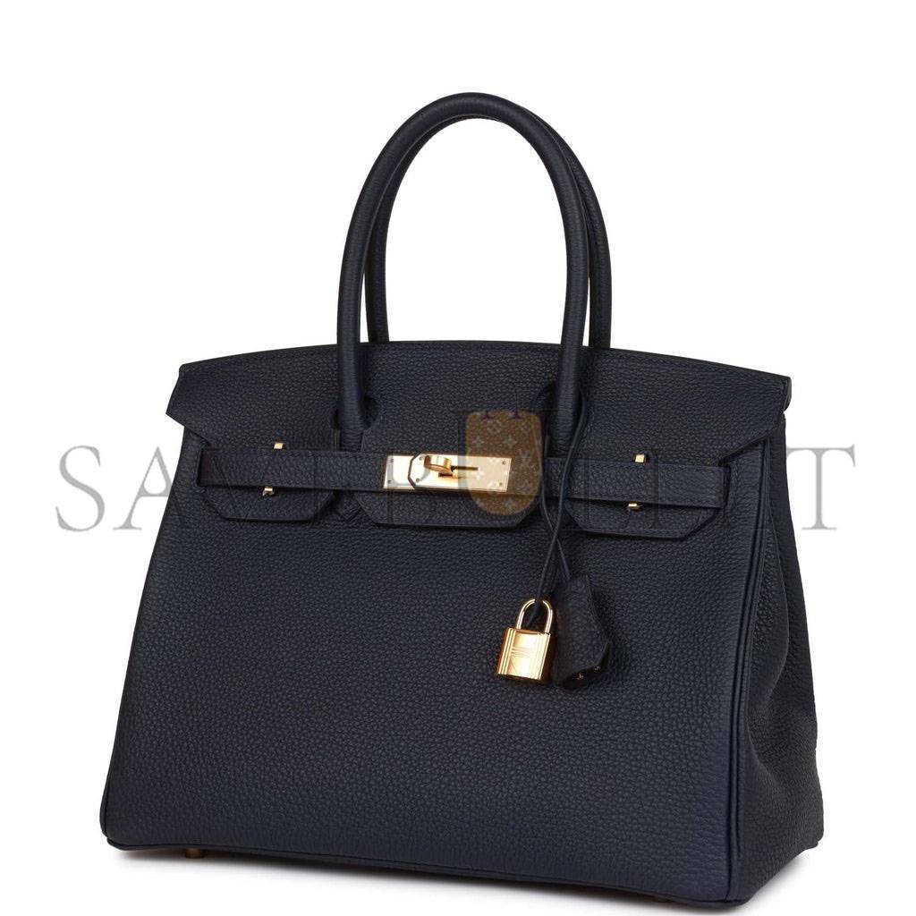 HERMES BIRKIN 30 BLEU NUIT TOGO GOLD HARDWARE (30*22*16cm)