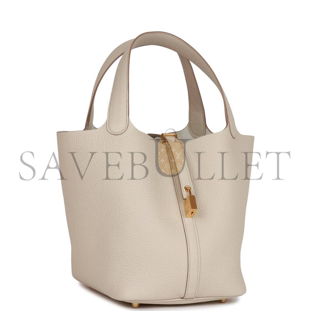 HERMES PICOTIN LOCK 22 BETON CLEMENCE GOLD HARDWARE (22*21*17cm)