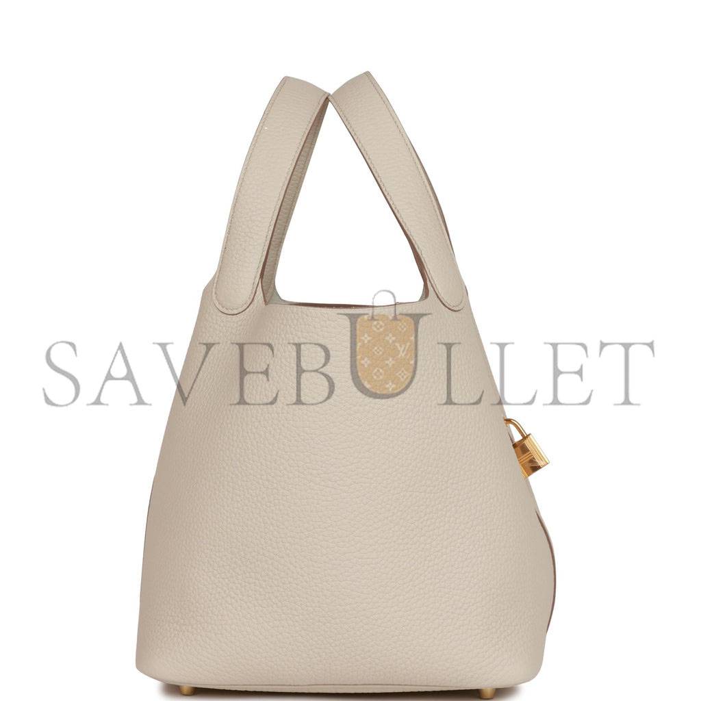 HERMES PICOTIN LOCK 22 BETON CLEMENCE GOLD HARDWARE (22*21*17cm)