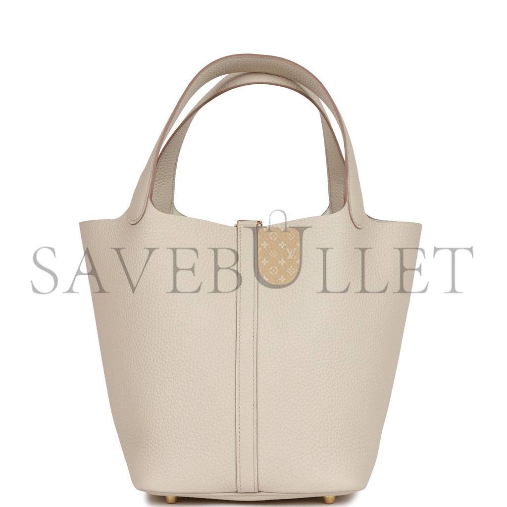 HERMES PICOTIN LOCK 22 BETON CLEMENCE GOLD HARDWARE (22*21*17cm)