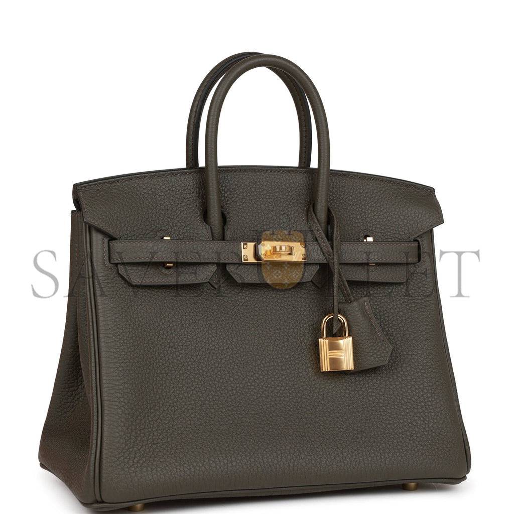 HERMES BIRKIN 25 VERT DE GRIS TOGO GOLD HARDWARE HANDMADE (25*20*13cm)