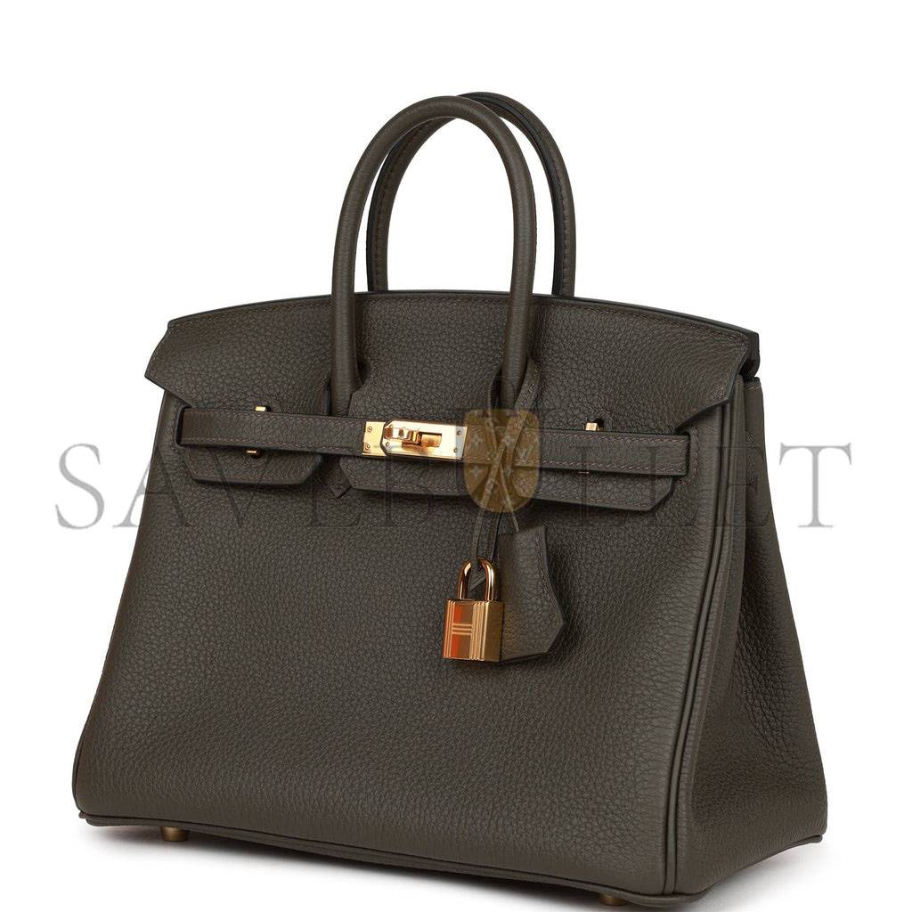 HERMES BIRKIN 25 VERT DE GRIS TOGO GOLD HARDWARE HANDMADE (25*20*13cm)