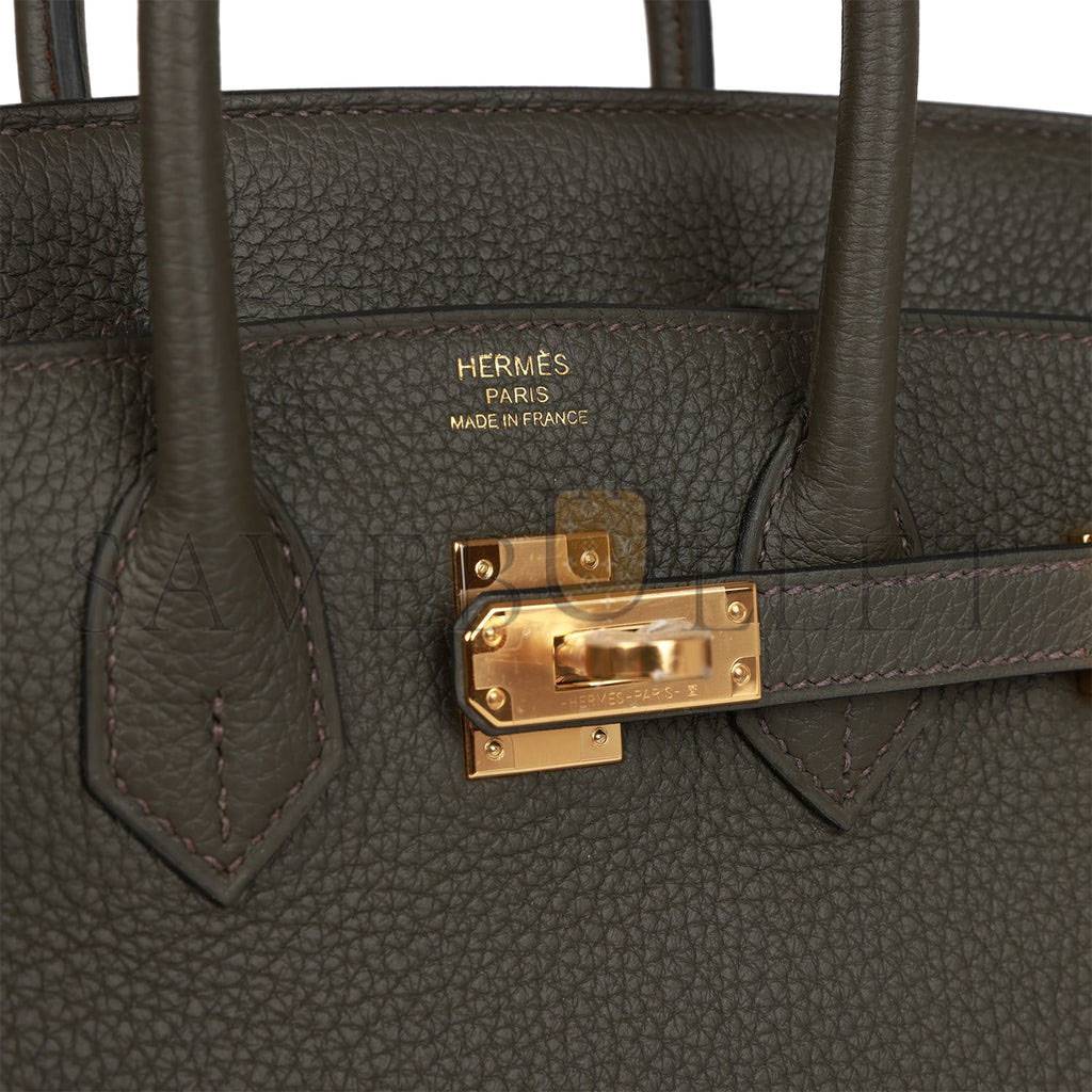 HERMES BIRKIN 25 VERT DE GRIS TOGO GOLD HARDWARE HANDMADE (25*20*13cm)