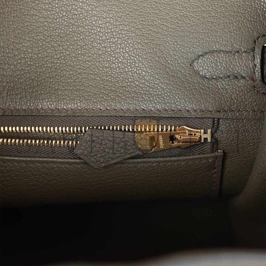 HERMES BIRKIN 25 VERT DE GRIS TOGO GOLD HARDWARE HANDMADE (25*20*13cm)