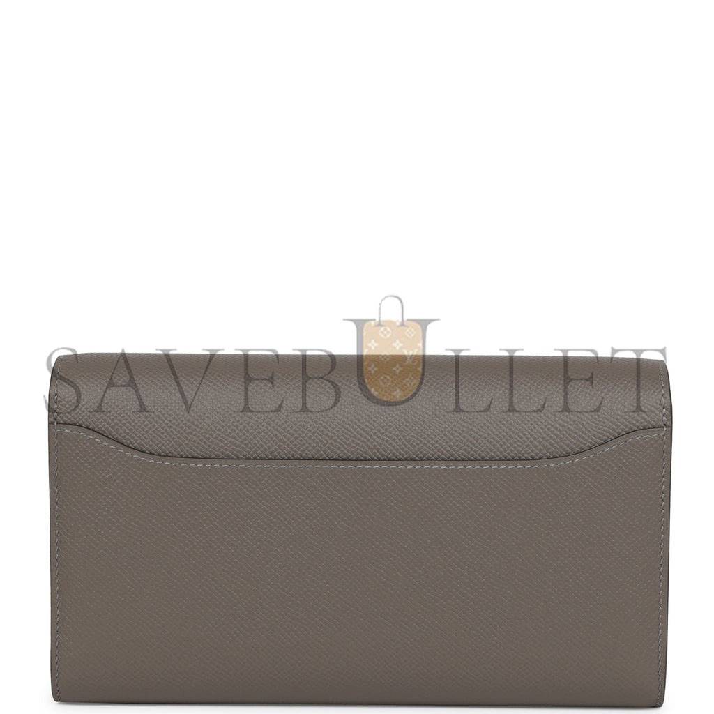 HERMES CONSTANCE WALLET TO GO GRIS MEYER EPSOM GOLD HARDWARE  (20*11*4cm)