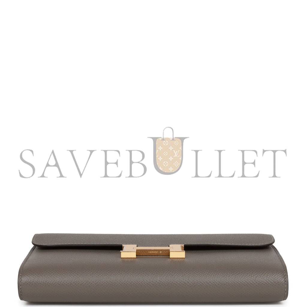 HERMES CONSTANCE WALLET TO GO GRIS MEYER EPSOM GOLD HARDWARE  (20*11*4cm)