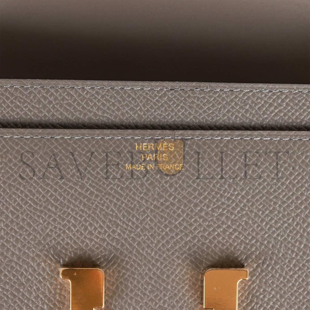 HERMES CONSTANCE WALLET TO GO GRIS MEYER EPSOM GOLD HARDWARE  (20*11*4cm)