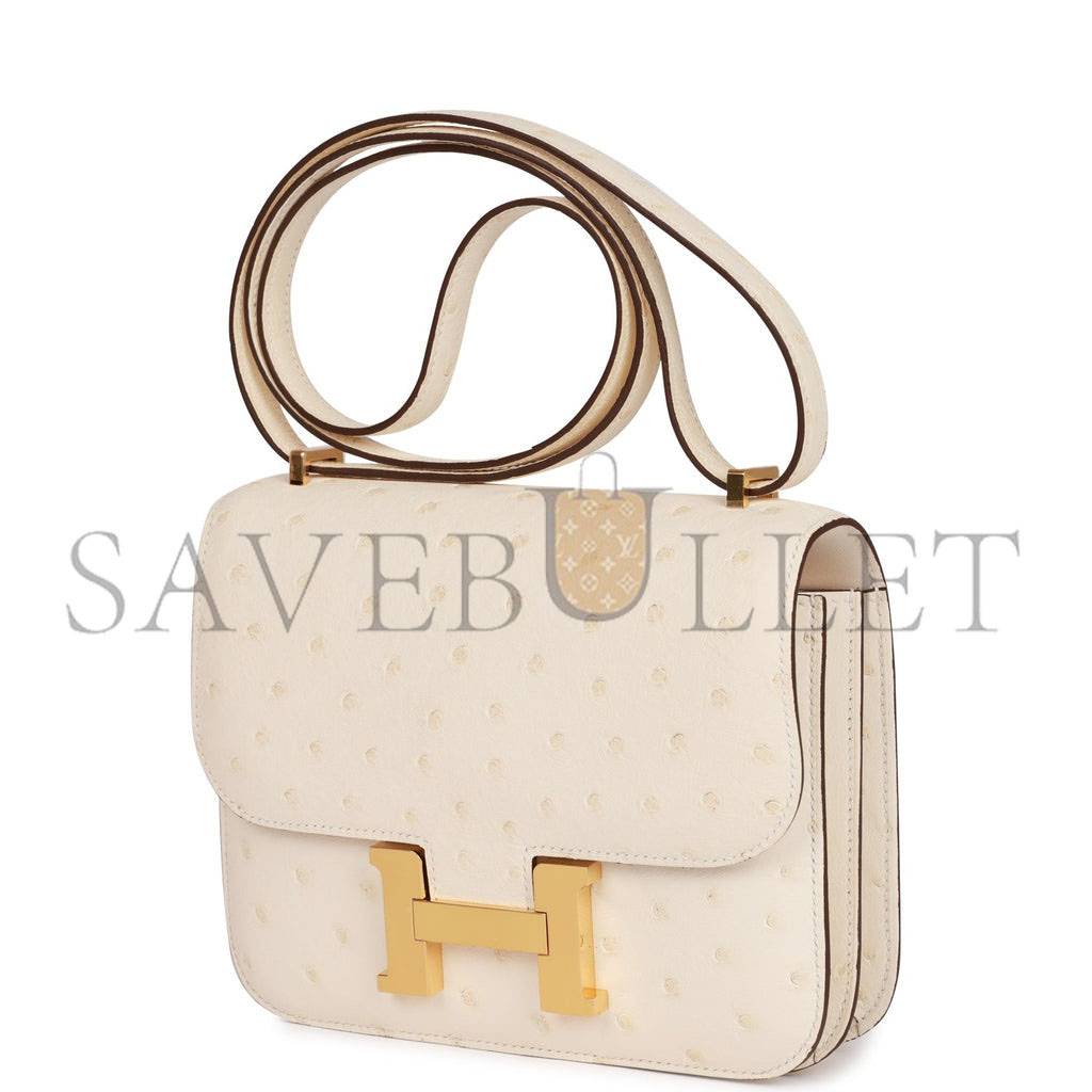 HERMES MASTER CONSTANCE 18 OSTRICH GOLD HARDWARE (18*15*4cm)