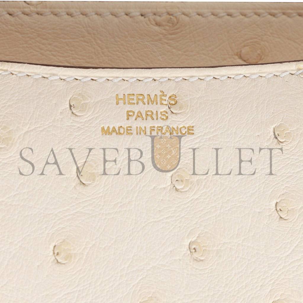 HERMES MASTER CONSTANCE 18 OSTRICH GOLD HARDWARE (18*15*4cm)