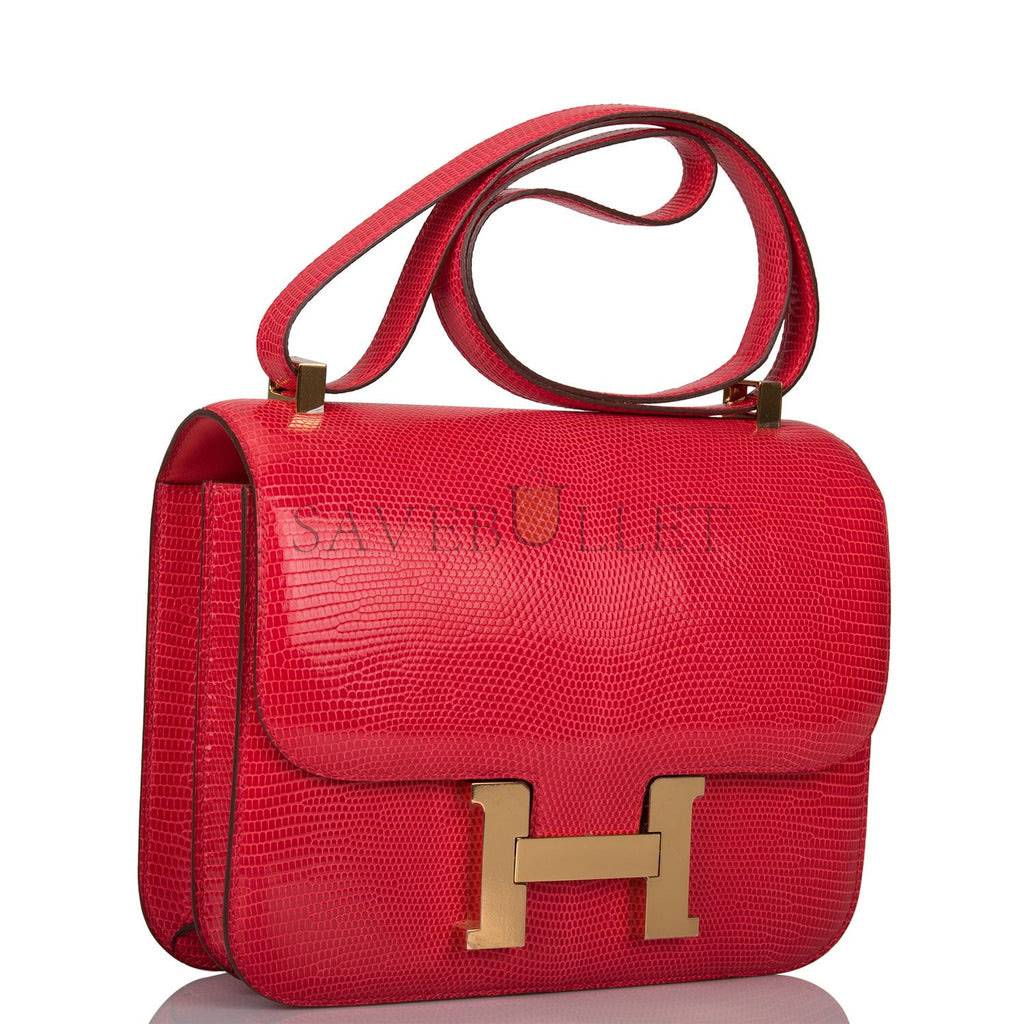 HERMES MASTER CONSTANCE 24 ROUGE EXOTIQUE LIZARD NILOTICUS GOLD HARDWARE (24*17*5cm)