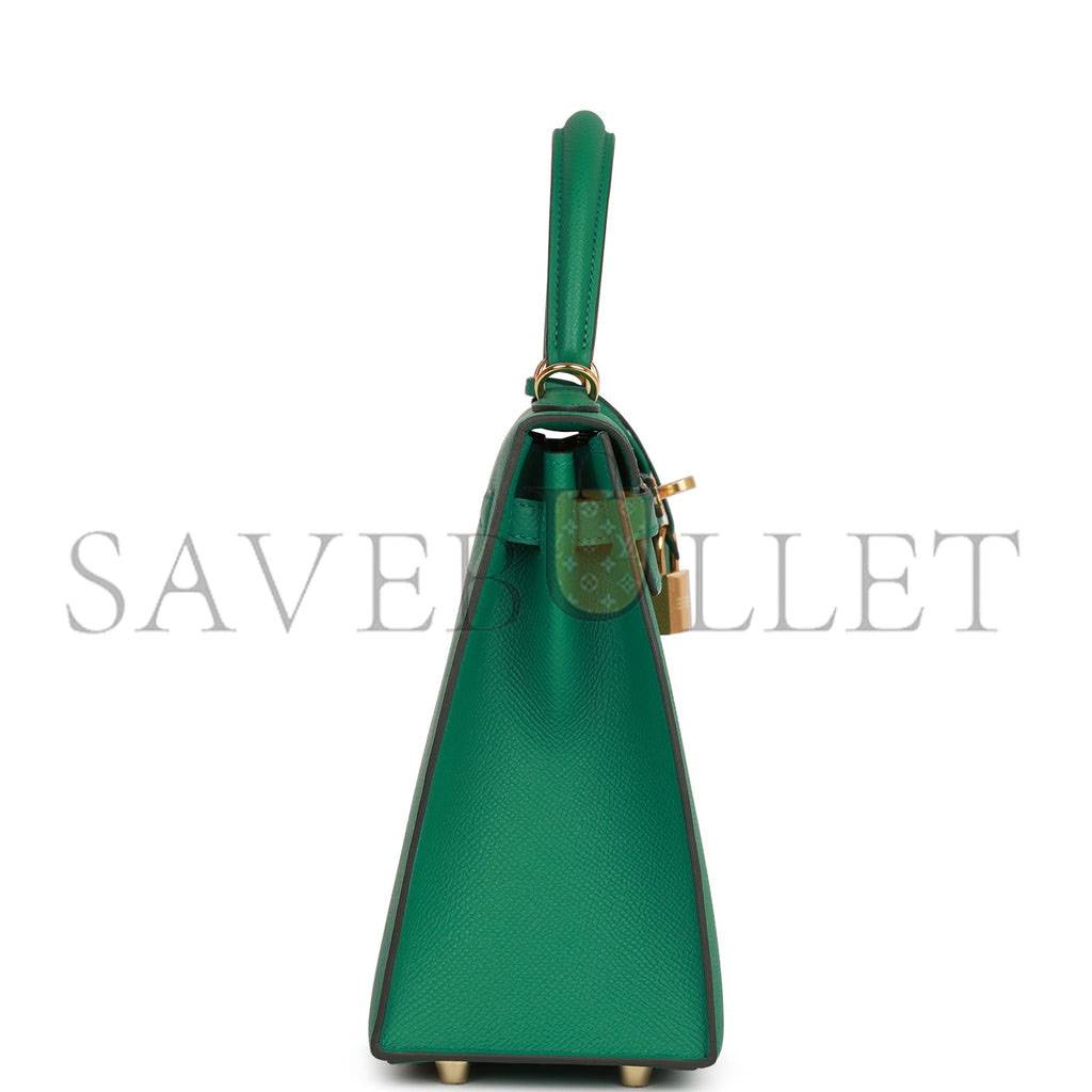 HERMES KELLY SELLIER 25 VERT VERTIGO EPSOM GOLD HARDWARE HANDMADE (25*17*7cm)