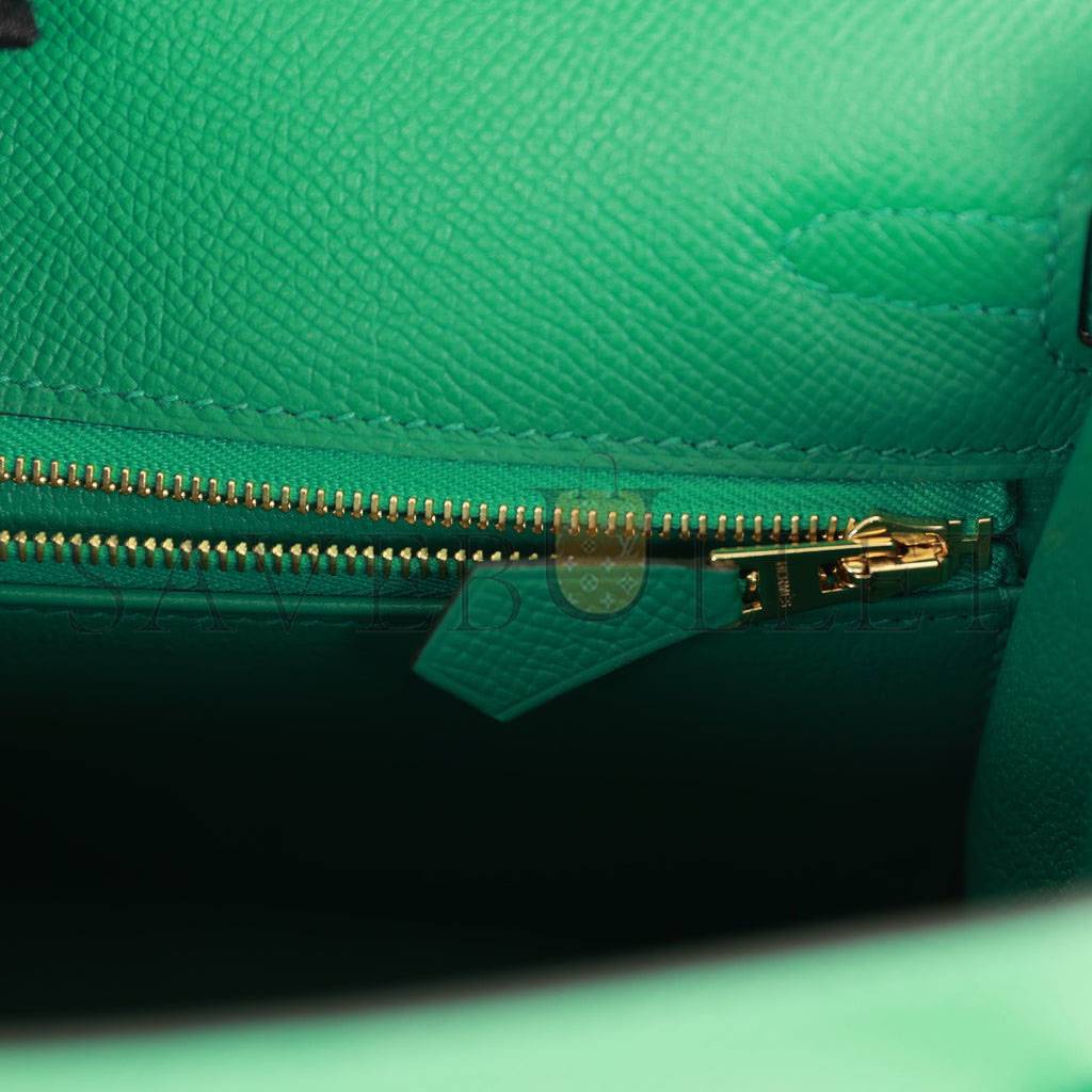 HERMES KELLY SELLIER 25 VERT VERTIGO EPSOM GOLD HARDWARE HANDMADE (25*17*7cm)