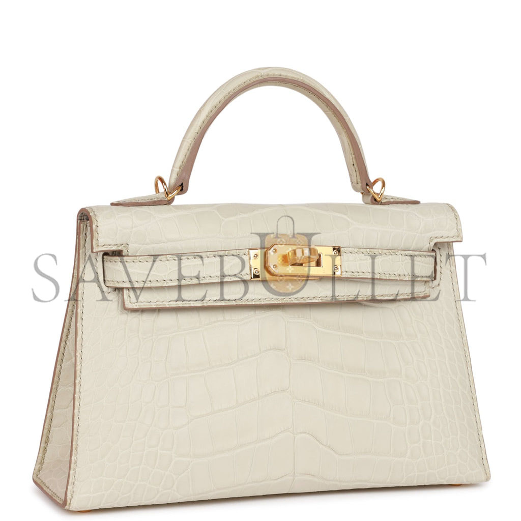 HERMES MASTER MINI KELLY MATTE ALLIGATOR GOLD HARDWARE (19*12*5.5cm)