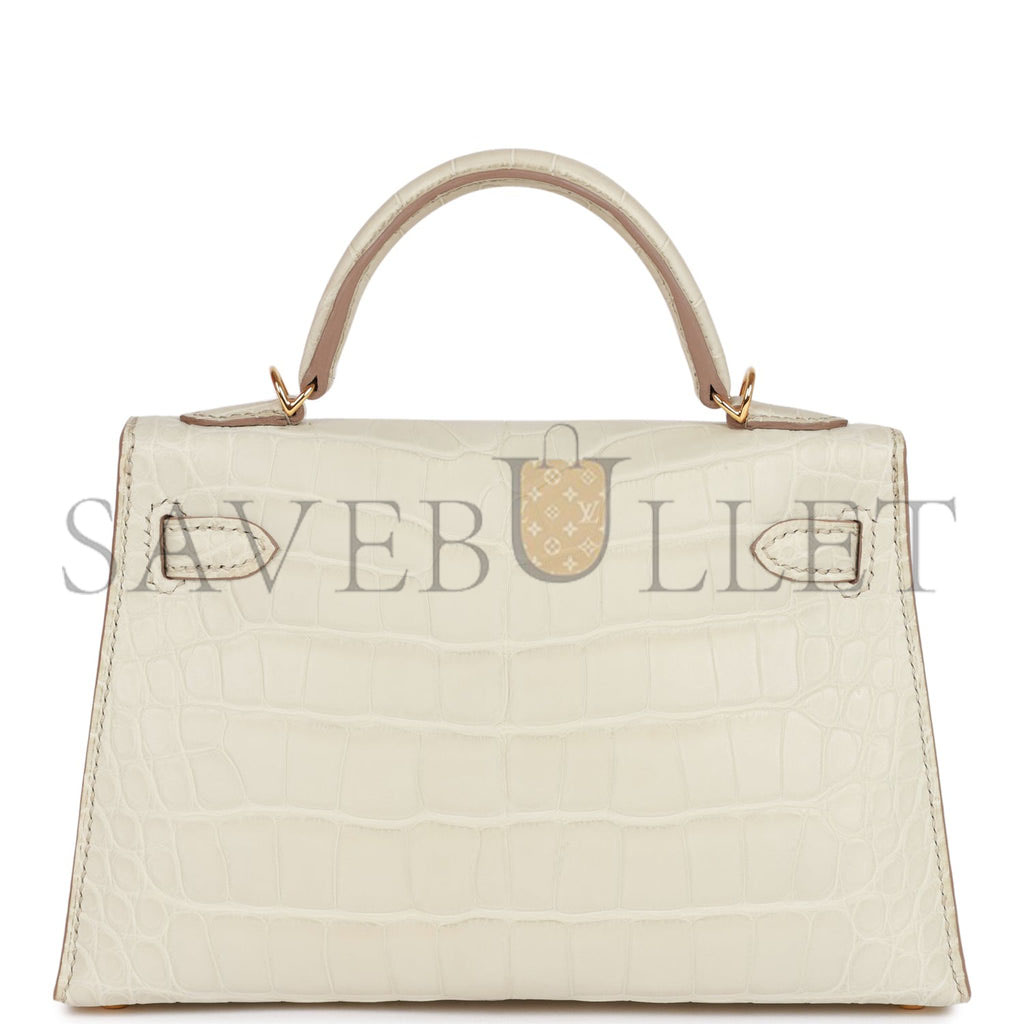 HERMES MASTER MINI KELLY MATTE ALLIGATOR GOLD HARDWARE (19*12*5.5cm)