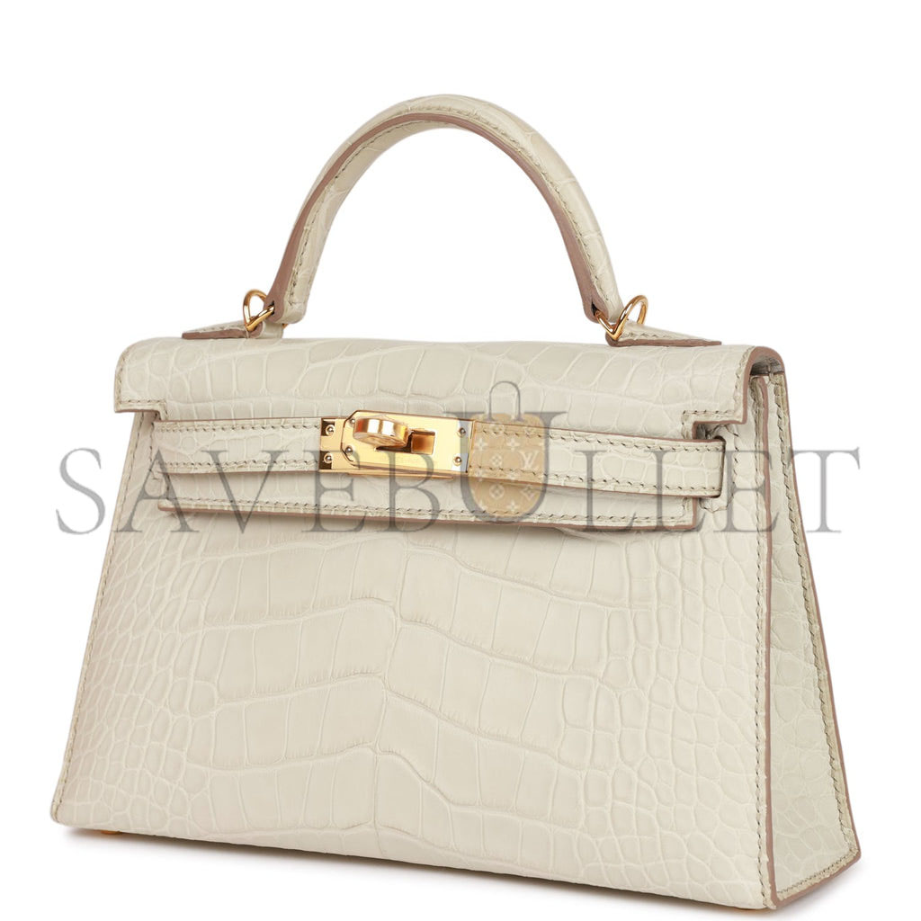 HERMES MASTER MINI KELLY MATTE ALLIGATOR GOLD HARDWARE (19*12*5.5cm)