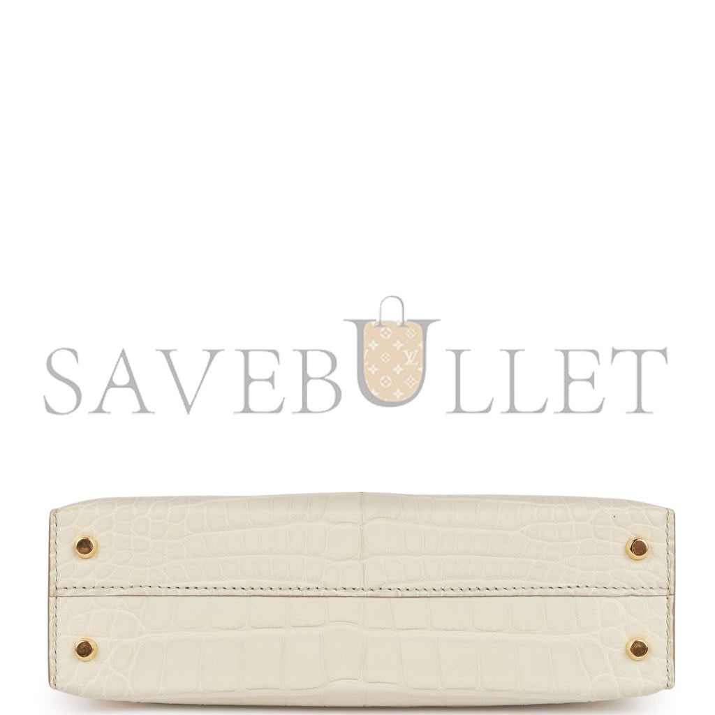 HERMES MASTER MINI KELLY MATTE ALLIGATOR GOLD HARDWARE (19*12*5.5cm)