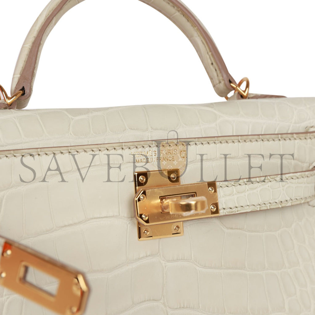 HERMES MASTER MINI KELLY MATTE ALLIGATOR GOLD HARDWARE (19*12*5.5cm)
