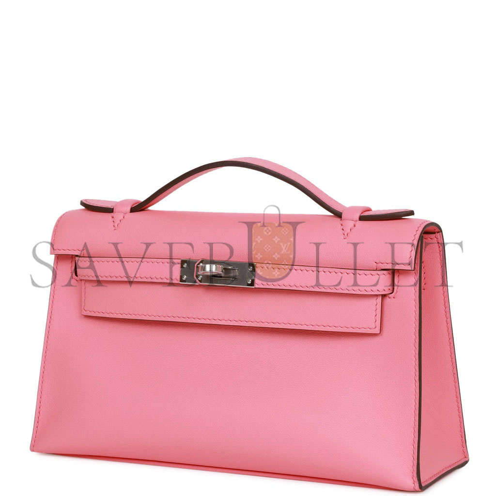 HERMES MINI KELLY POCHETTE ROSE D