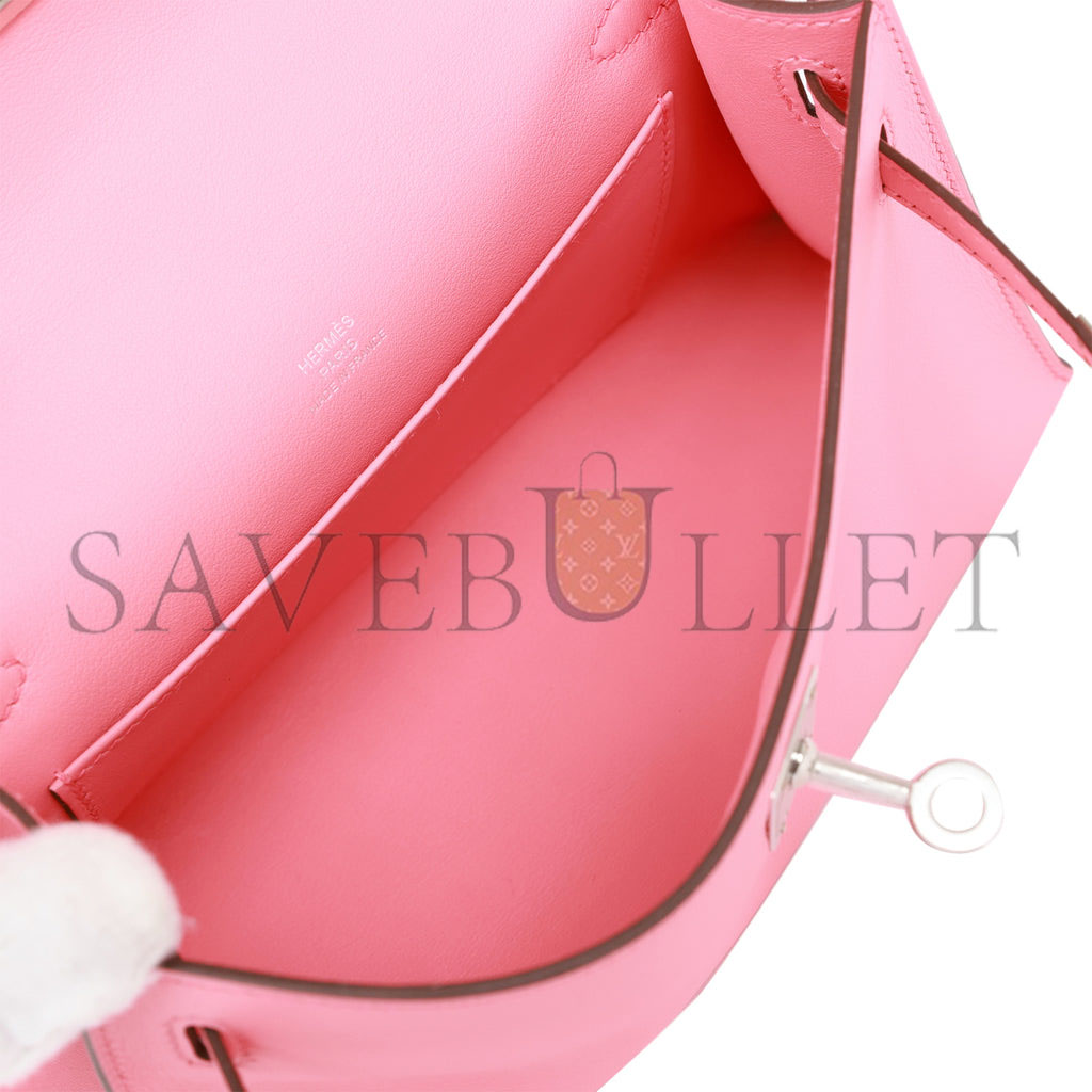 HERMES MINI KELLY POCHETTE ROSE D