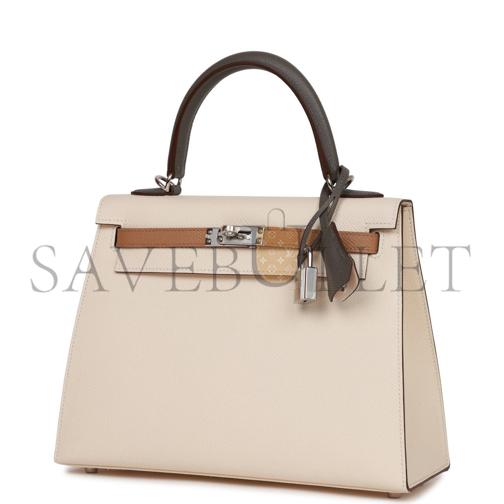 HERMES KELLY 25 SELLIER EPSOM BRUSHED PALLADIUM HARDWARE (25*17*7cm)
