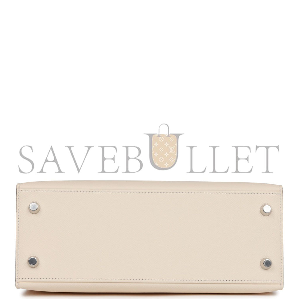 HERMES KELLY 25 SELLIER EPSOM BRUSHED PALLADIUM HARDWARE (25*17*7cm)