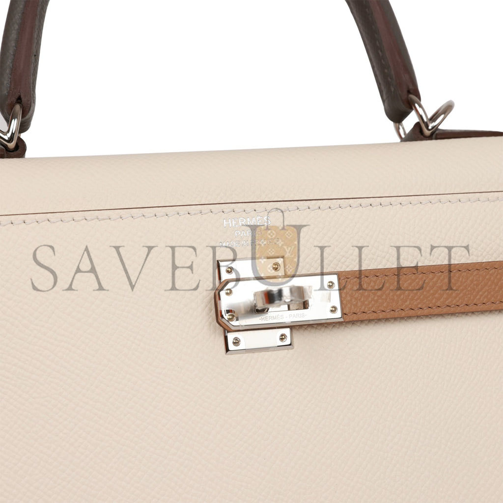 HERMES KELLY 25 SELLIER EPSOM BRUSHED PALLADIUM HARDWARE (25*17*7cm)