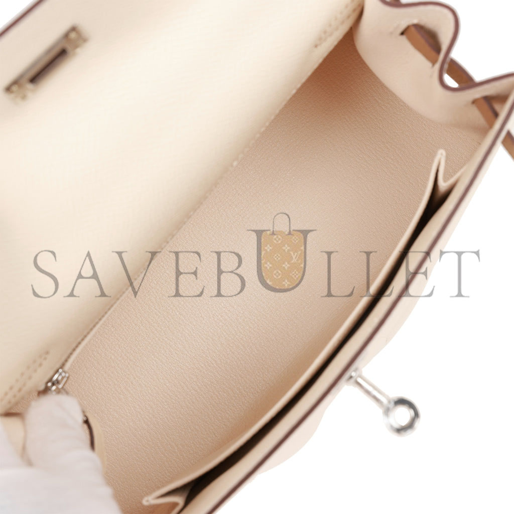 HERMES KELLY 25 SELLIER EPSOM BRUSHED PALLADIUM HARDWARE (25*17*7cm)