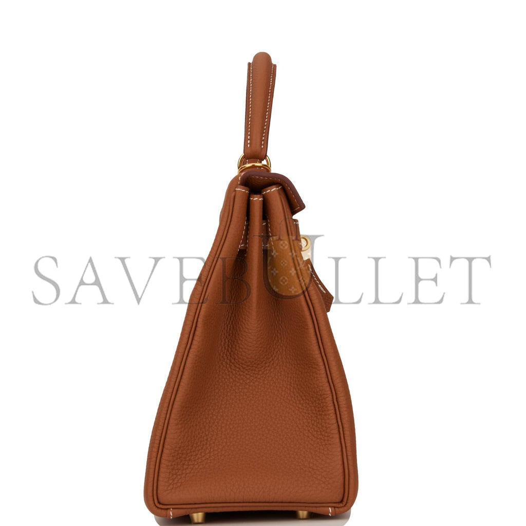 HERMES KELLY RETOURNE 28 GOLD TOGO GOLD HARDWARE (28*22*10cm)