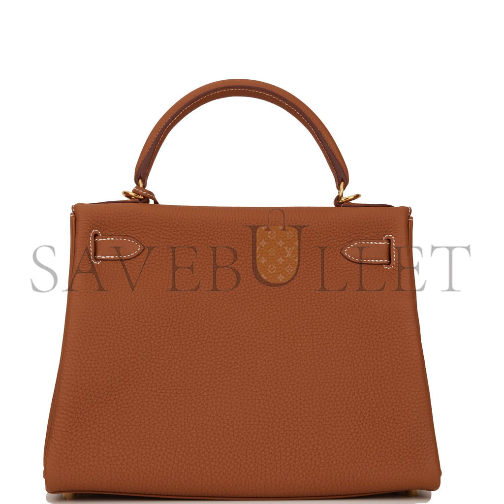 HERMES KELLY RETOURNE 28 GOLD TOGO GOLD HARDWARE (28*22*10cm)