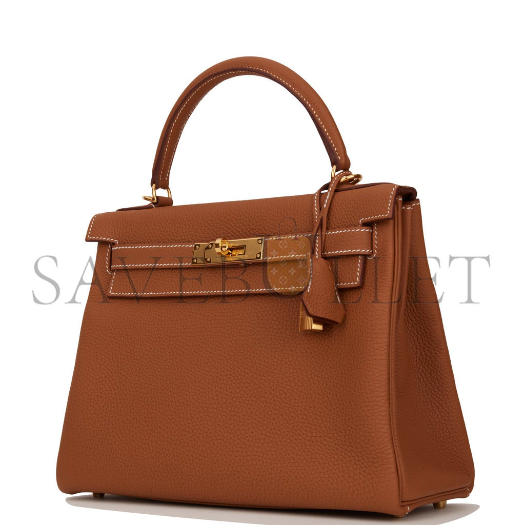 HERMES KELLY RETOURNE 28 GOLD TOGO GOLD HARDWARE (28*22*10cm)