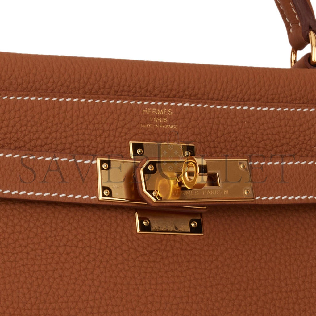 HERMES KELLY RETOURNE 28 GOLD TOGO GOLD HARDWARE (28*22*10cm)