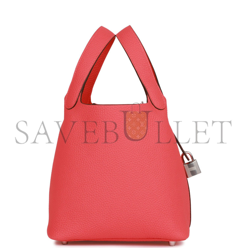 HERMES MASTER PICOTIN LOCK 18 ROSE TEXAS CLEMENCE PALLADIUM HARDWARE (18*18*13cm)