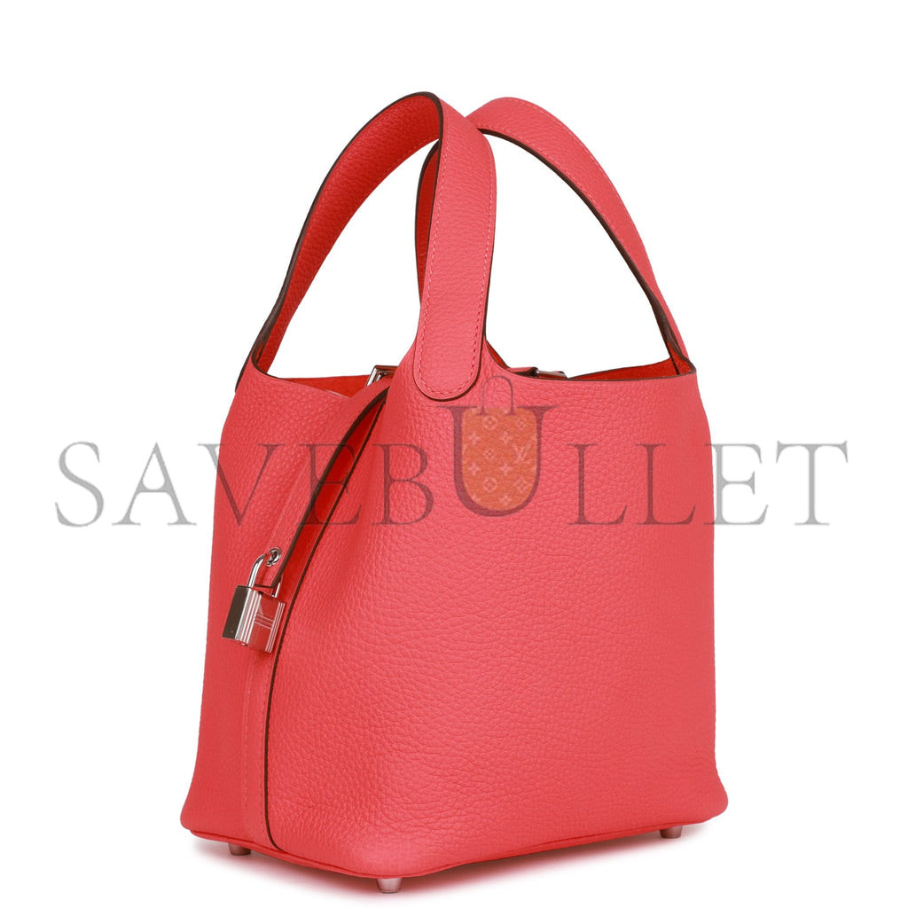 HERMES MASTER PICOTIN LOCK 18 ROSE TEXAS CLEMENCE PALLADIUM HARDWARE (18*18*13cm)