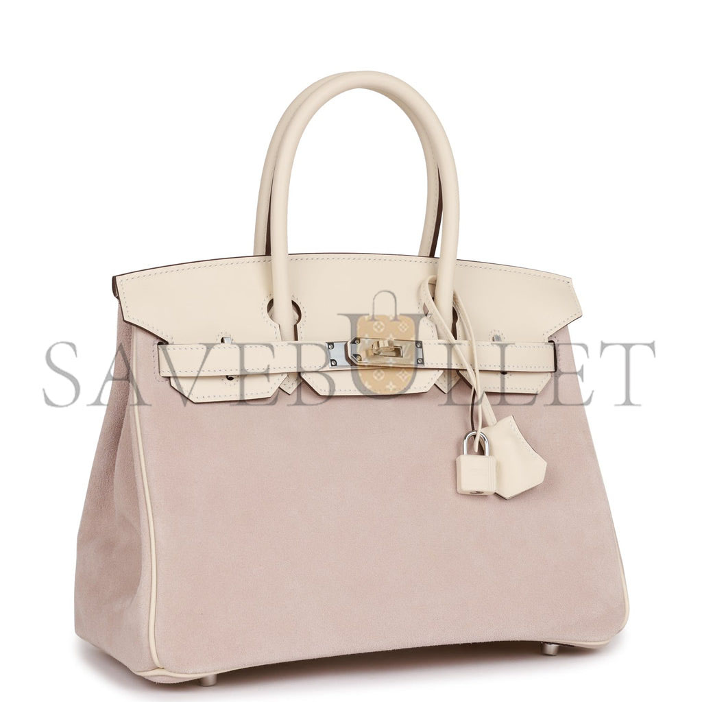 HERMES BIRKIN 30 SWIFT AND SUEDE PALLADIUM HARDWARE (30*22*16cm)