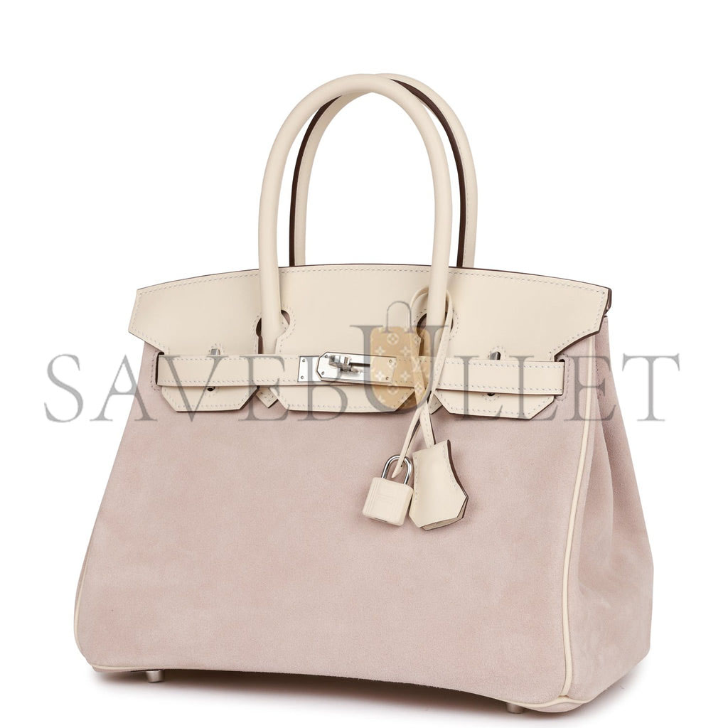 HERMES BIRKIN 30 SWIFT AND SUEDE PALLADIUM HARDWARE (30*22*16cm)