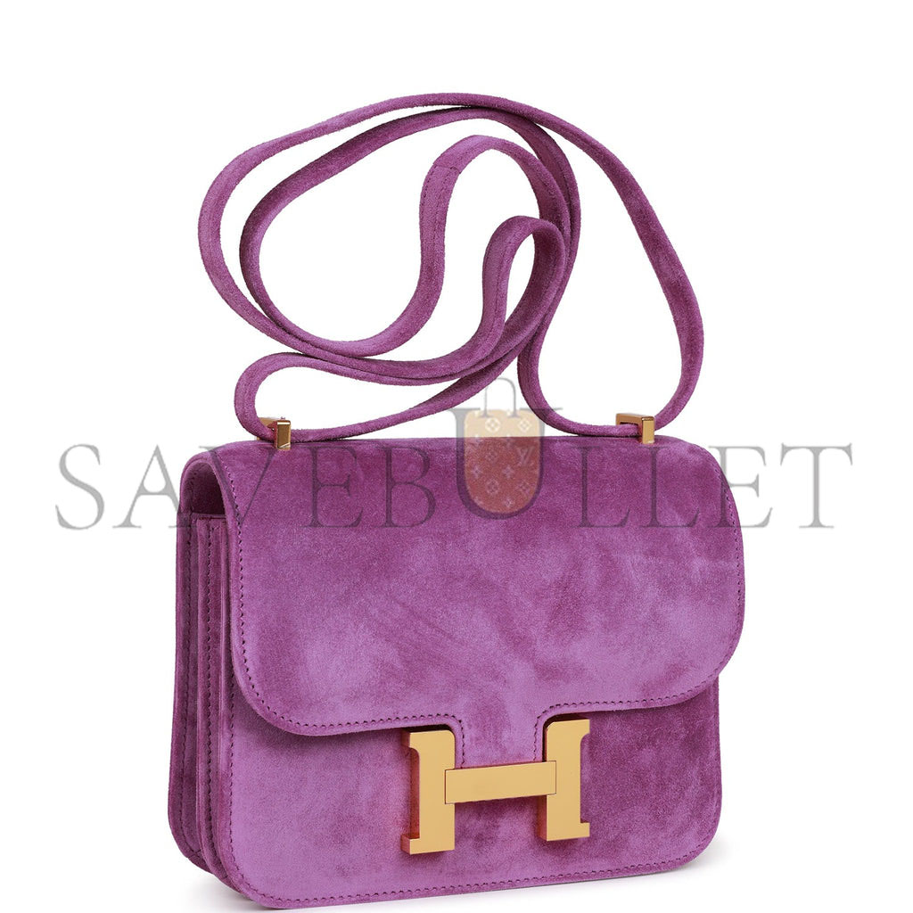 HERMES CONSTANCE 18 SUEDE GOLD HARDWARE (18*15*4cm)
