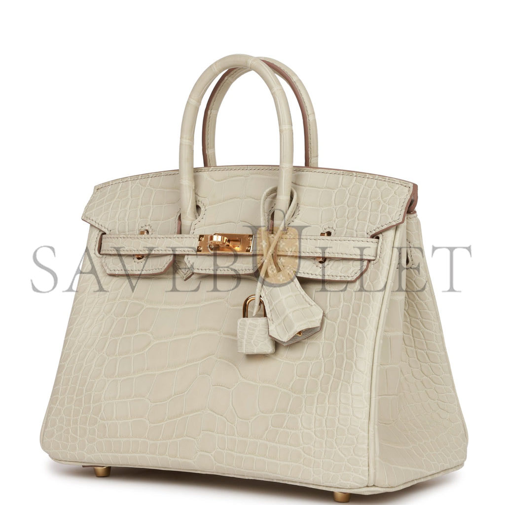 HERMES MASTER BIRKIN 25 MATTE ALLIGATOR GOLD HARDWARE (25*20*13cm)