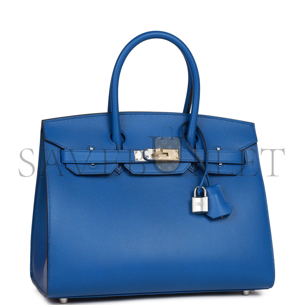 HERMES BIRKIN 30 BLEU FRANCE EPSOM PALLADIUM HARDWARE (30*22*16cm)