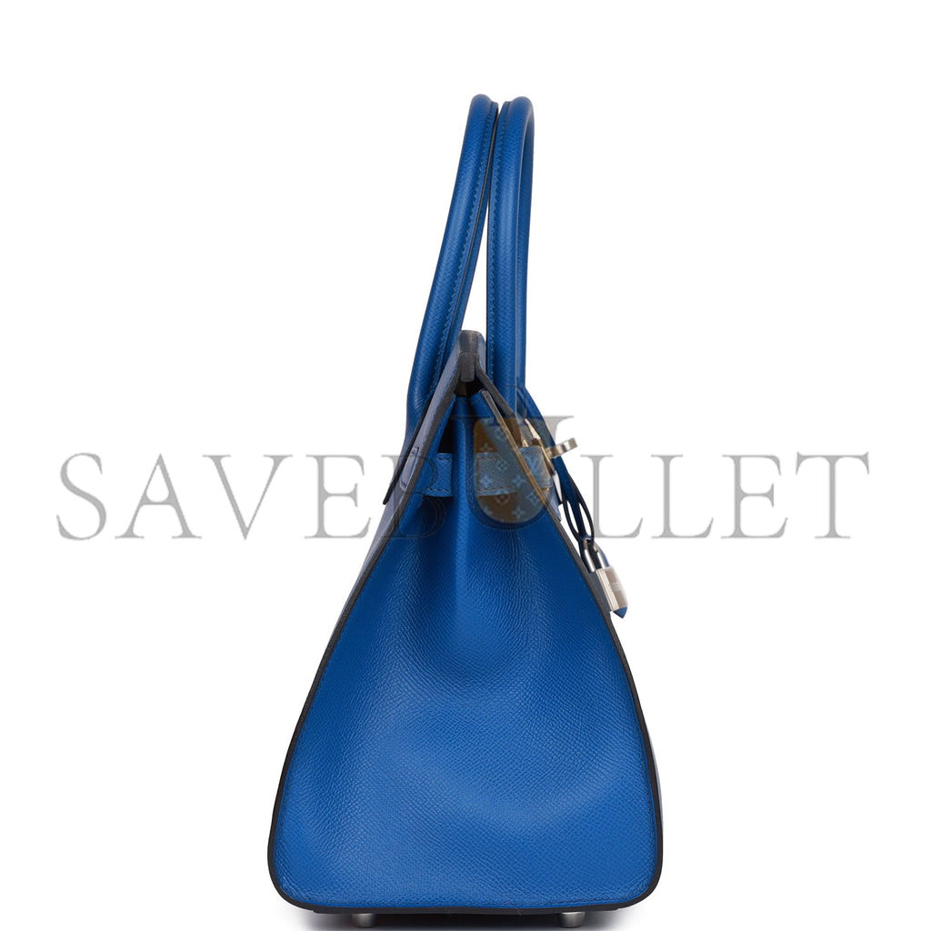 HERMES BIRKIN 30 BLEU FRANCE EPSOM PALLADIUM HARDWARE (30*22*16cm)
