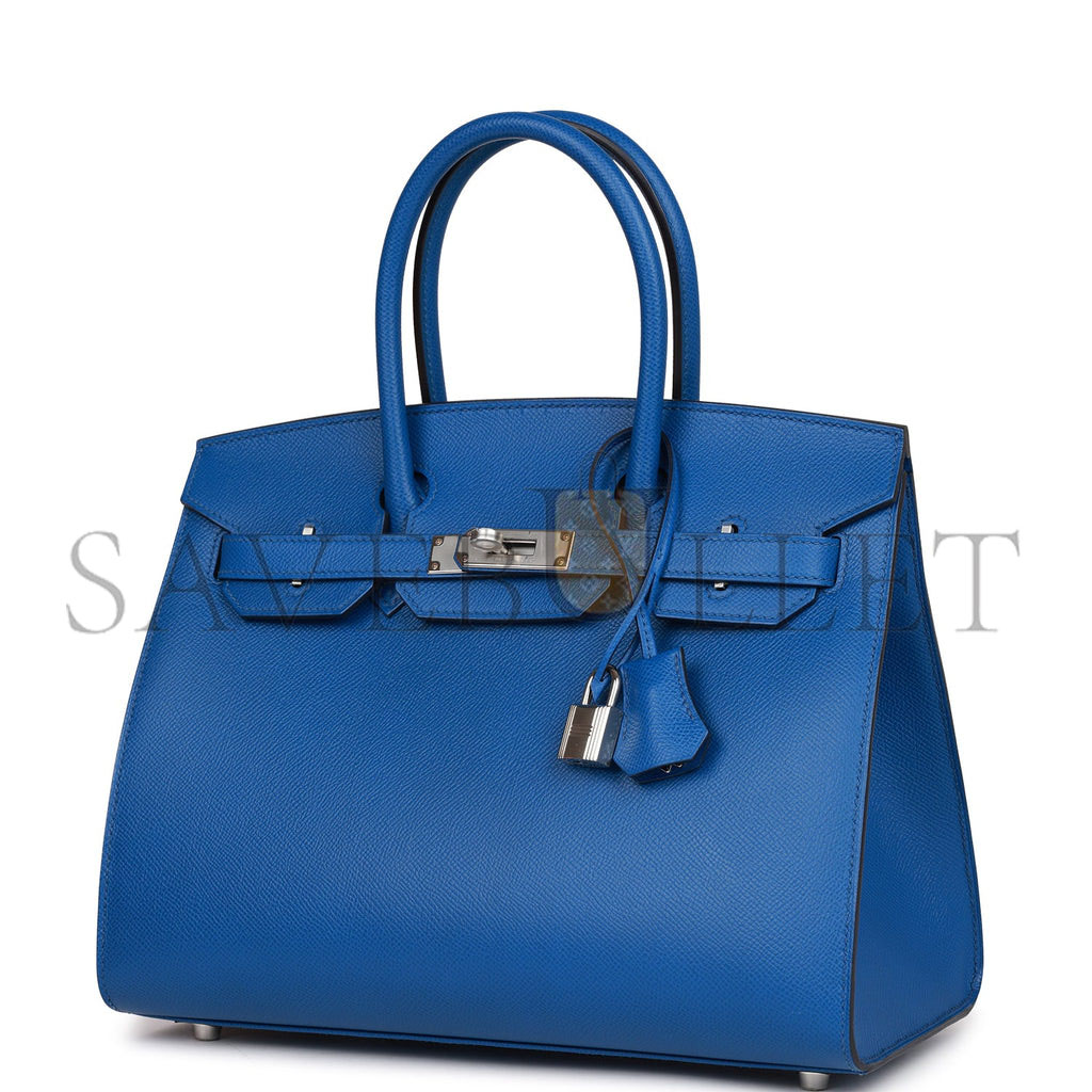 HERMES BIRKIN 30 BLEU FRANCE EPSOM PALLADIUM HARDWARE (30*22*16cm)