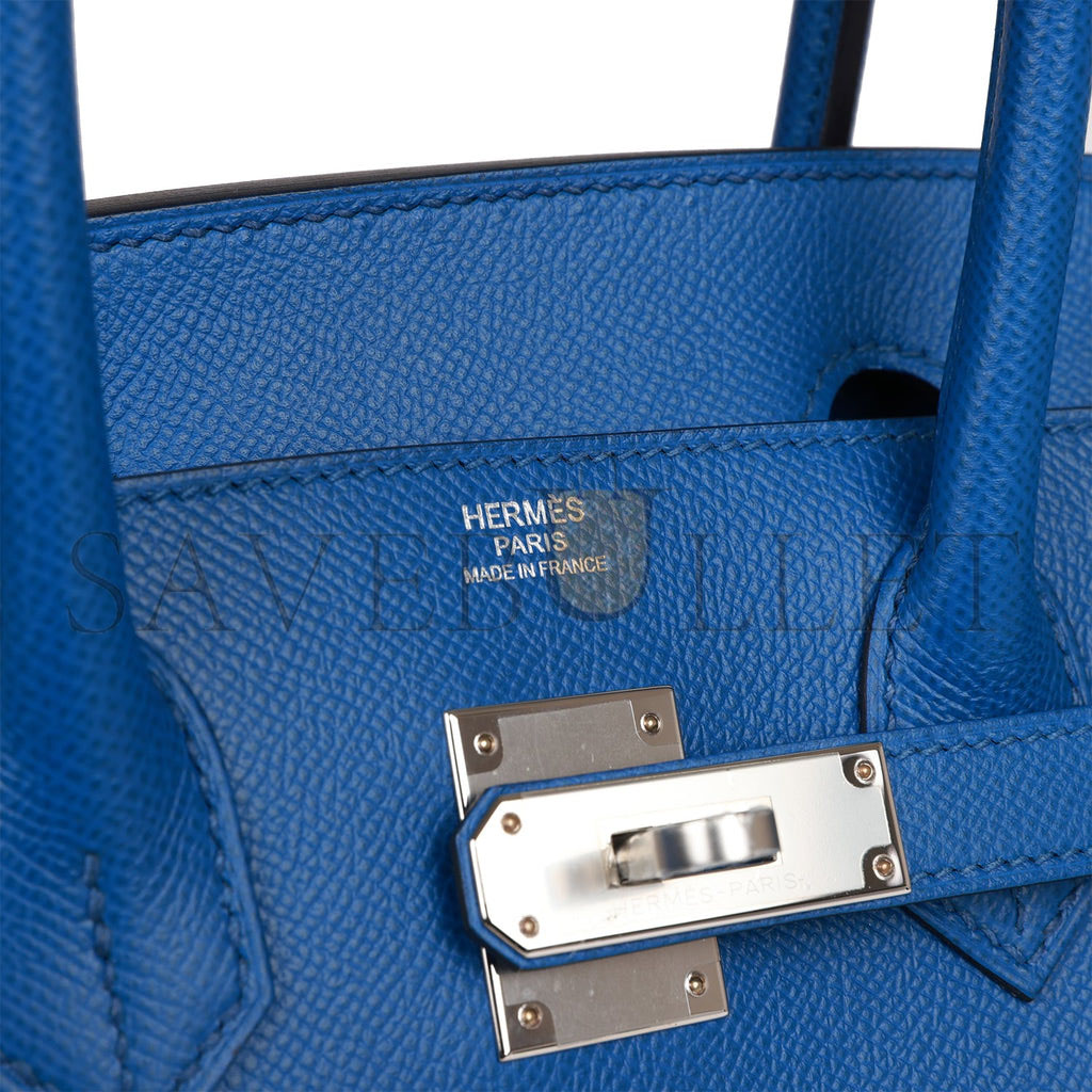 HERMES BIRKIN 30 BLEU FRANCE EPSOM PALLADIUM HARDWARE (30*22*16cm)