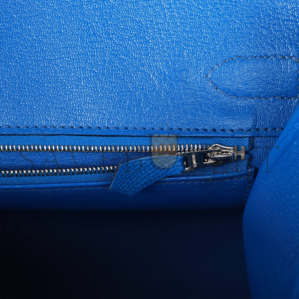 HERMES BIRKIN 30 BLEU FRANCE EPSOM PALLADIUM HARDWARE (30*22*16cm)
