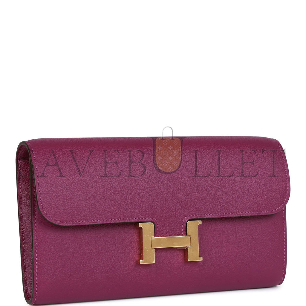 HERMES CONSTANCE WALLET TO GO EVERCOLOR GOLD HARDWARE (20*11*4cm)